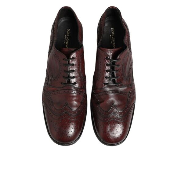 Dolce & Gabbana Bordeaux Leather Lace Up Dress Derby Men's Shoes (Pre-Owned)